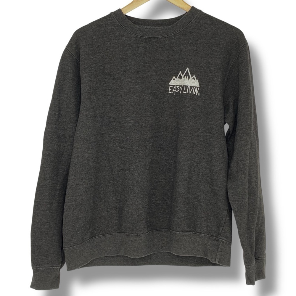 New Frontier "Easy Living - Explore" Mountain Graphic Crew Neck Sweatshirt Sz M